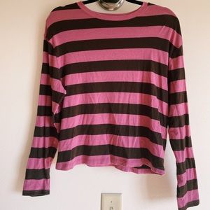 Brown and Pink Striped Tee